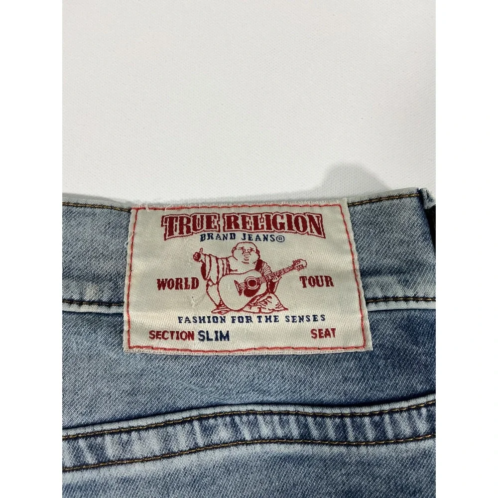 True Religion Rocco Slim Men's Jeans Blue Medium Wash Distressed Size 34
